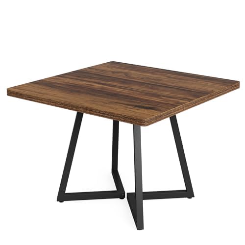 Tribesigns Square Dining Table for 2, 31.5" Industrial Dinner Table with Metal Base, Kitchen Table for Dining Room, Small Space, Apartment, Rustic Brown & Black - Image 7