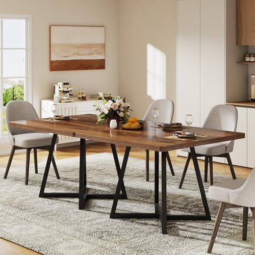 Tribesigns Square Dining Table for 2, 31.5" Industrial Dinner Table with Metal Base, Kitchen Table for Dining Room, Small Space, Apartment, Rustic Brown & Black - Image 8
